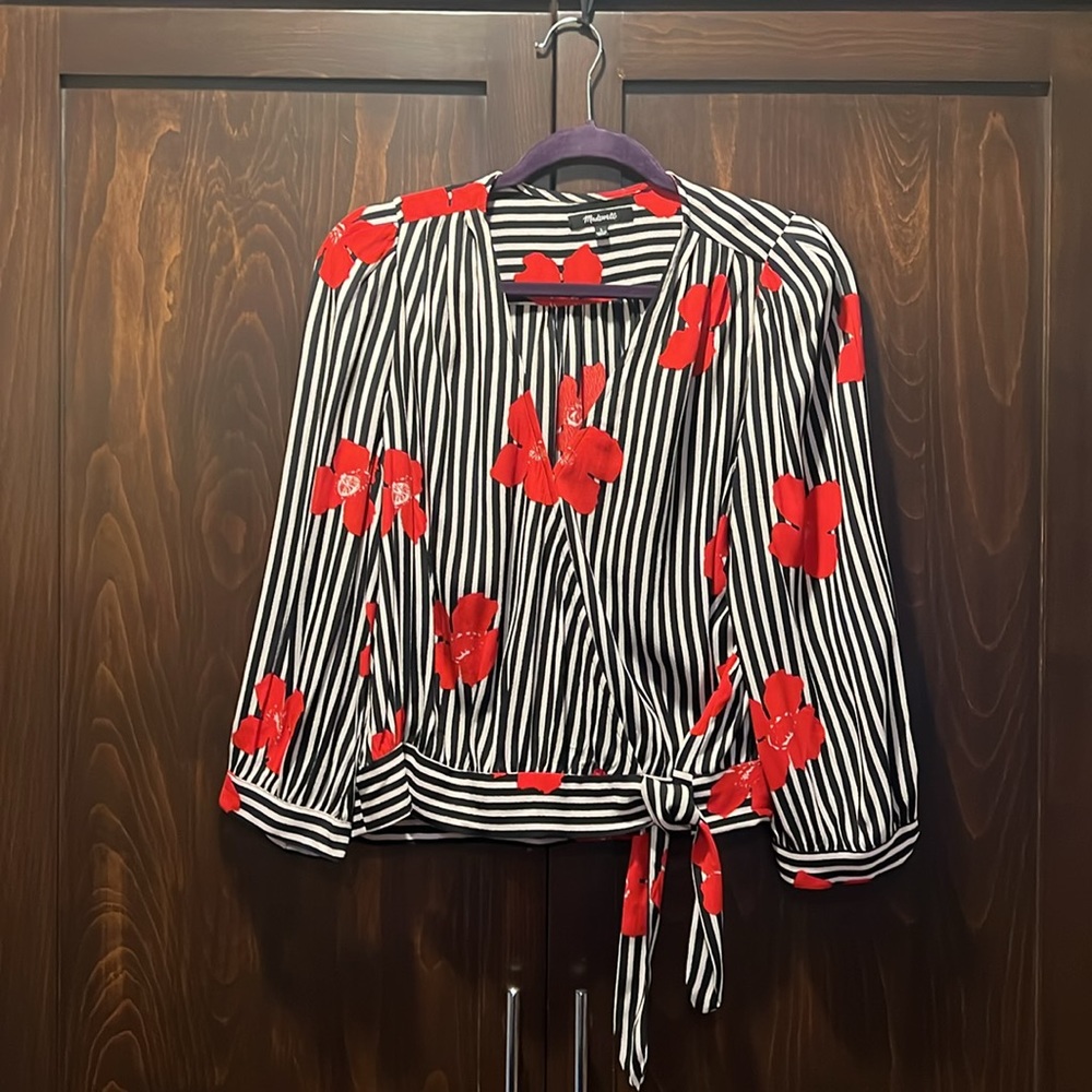 Madewell 3/4 Wrap Top Size L